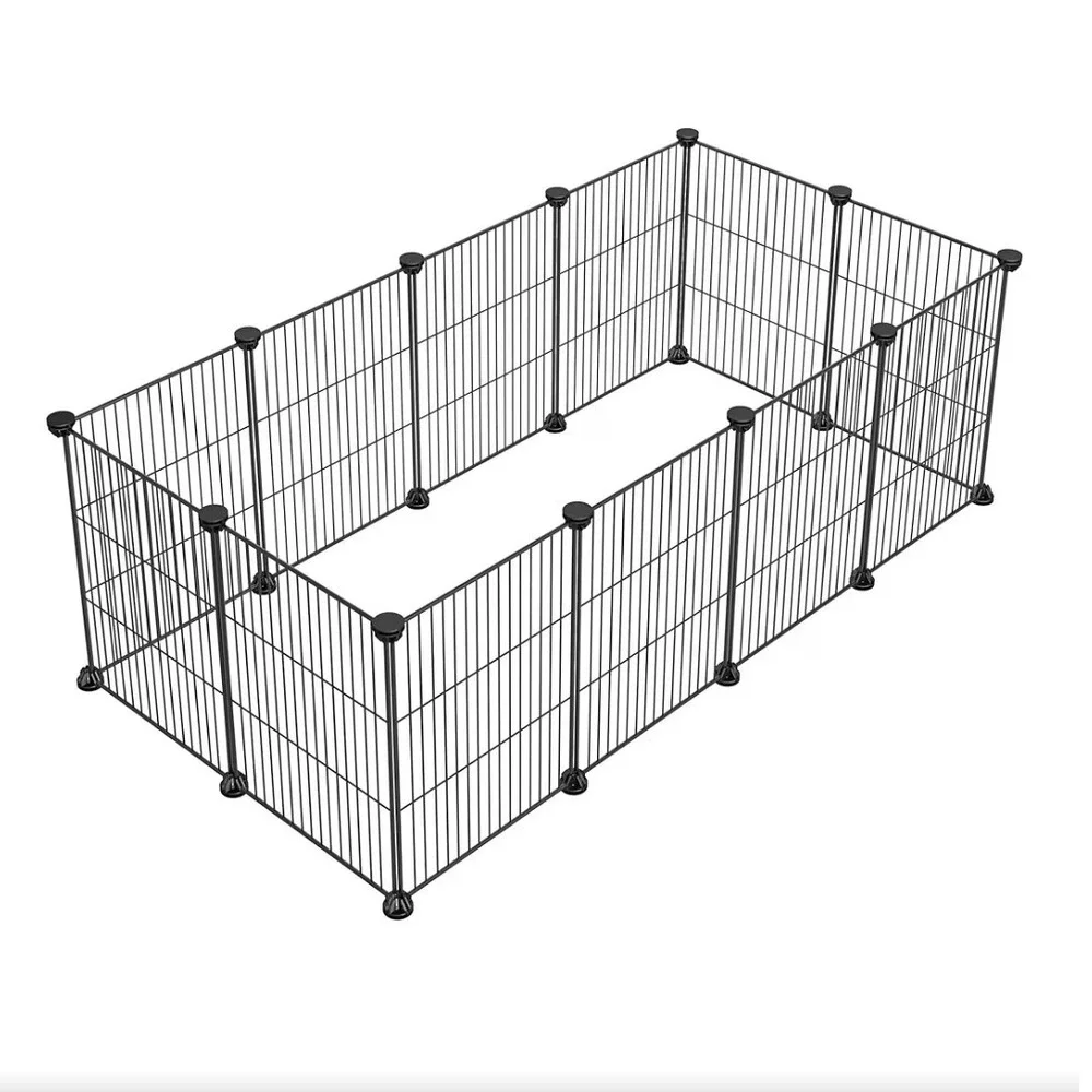 LURIVA DIY Small Animal Playpen 12 Panels Black Metal Wire Pet Fence 15x12 O4